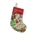 Vintage Holiday Stamps Print 6 Oz. Cotton Canvas Stocking